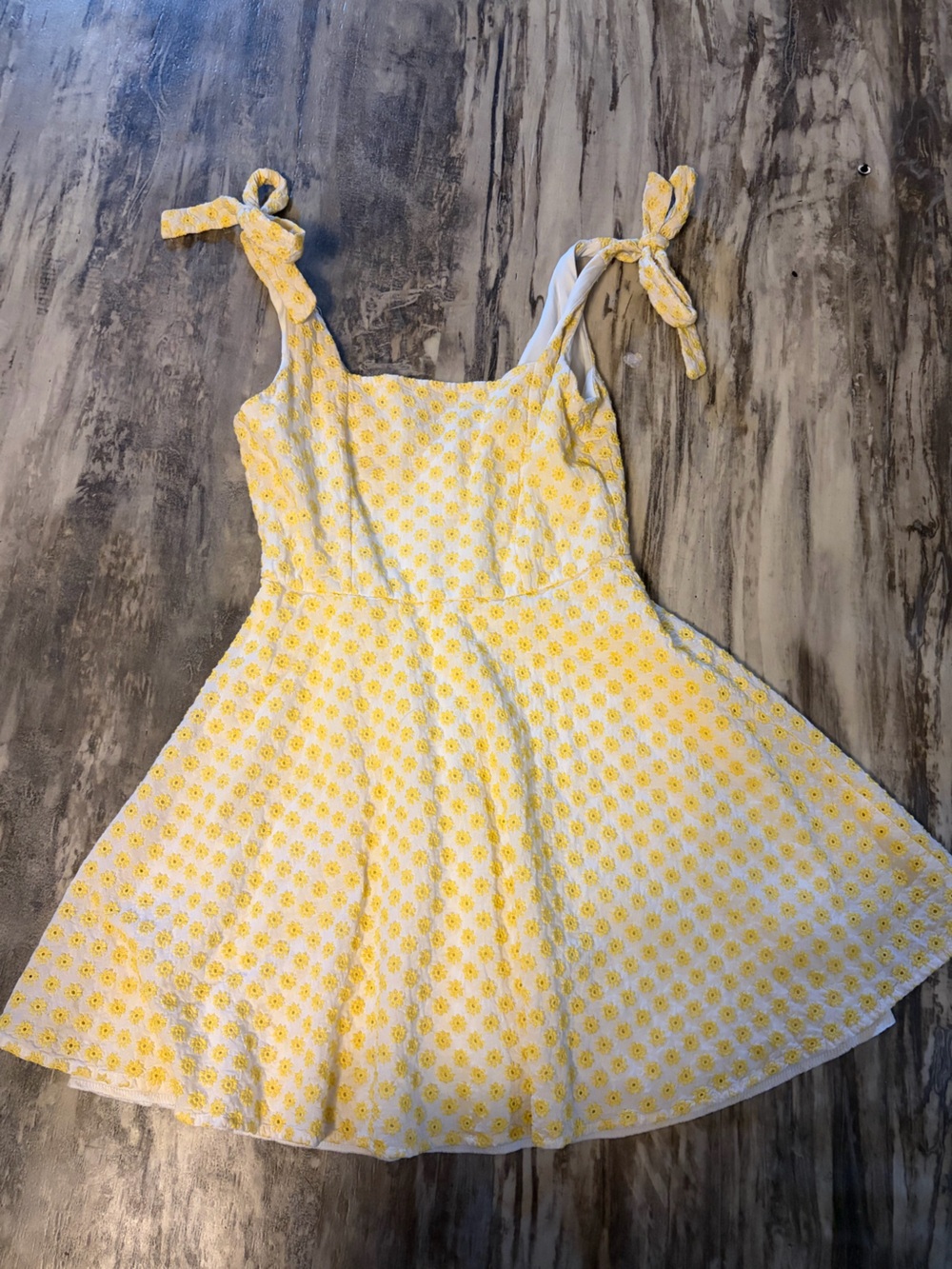 Trixxi Yellow Daisy Tie-Shoulder Mini Dress